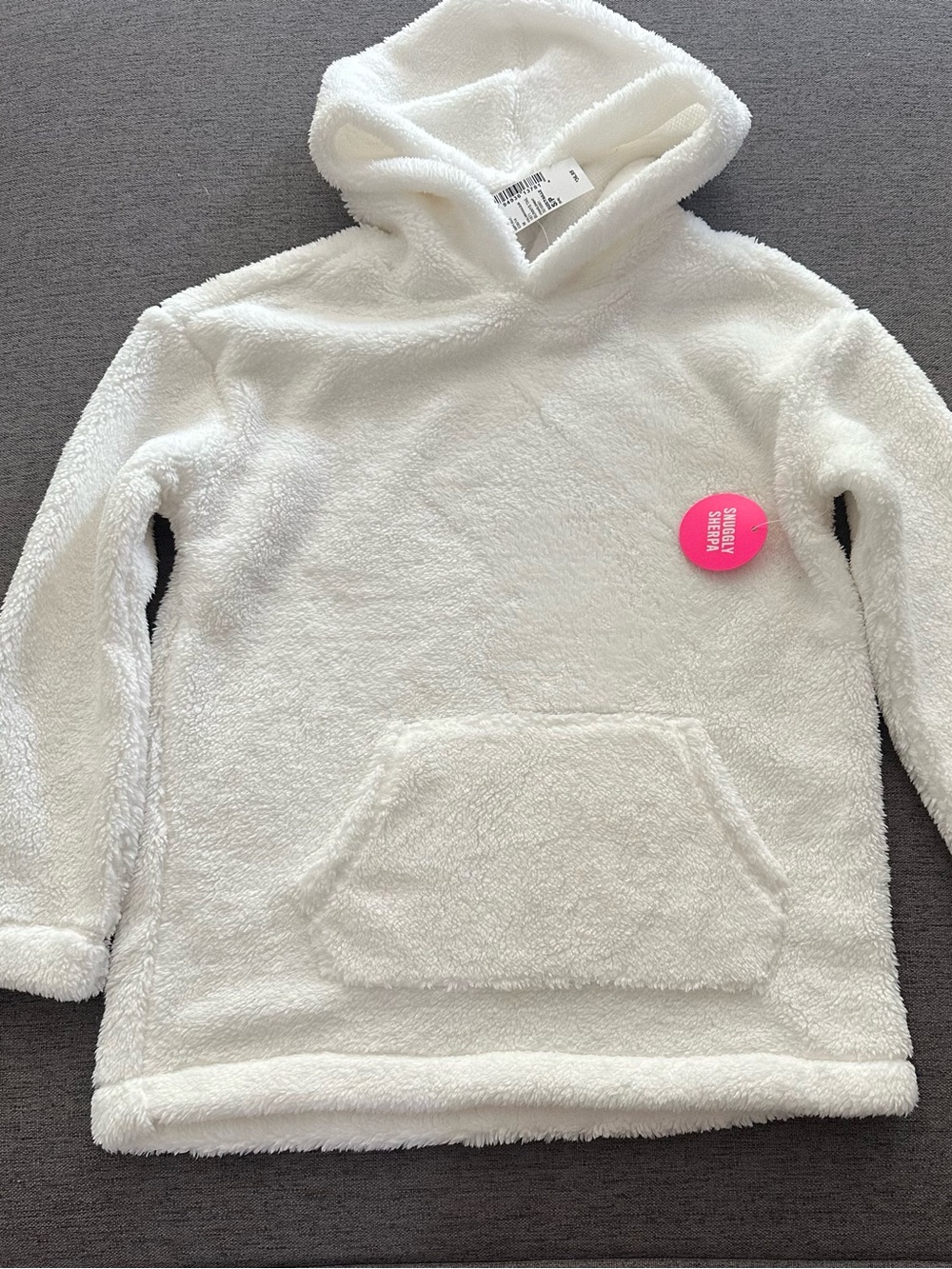 Kids Place White Plush Hooded Pullover